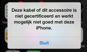 Gecertificeerde kabel gaat U2 chip niet stuk