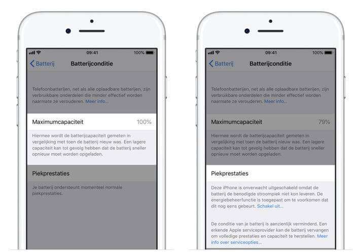 Batterij capaciteit iPhone