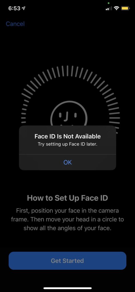 Face ID niet beschikbaar